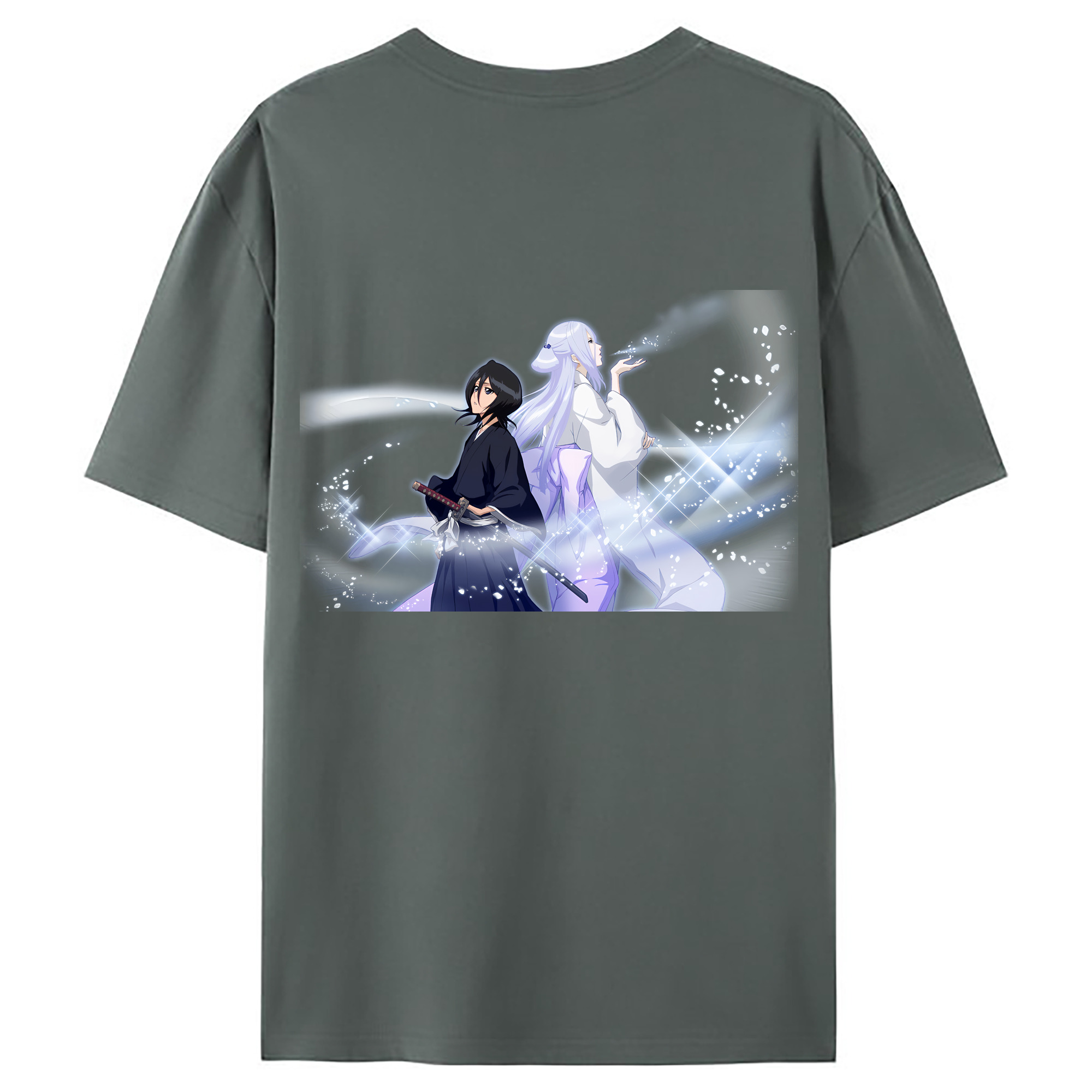 （画像用） ブリーチ 朽木ルキア BLEACH Kuchiki Rukia 綿100％ メンズ半袖Tシャツ（バックプリント） 通気性